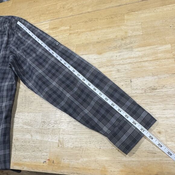 John Varvatos Gray Plaid Long Sleeve Roll Tab Sleeves Button Down Shirt XXL EUC - Picture 9 of 11